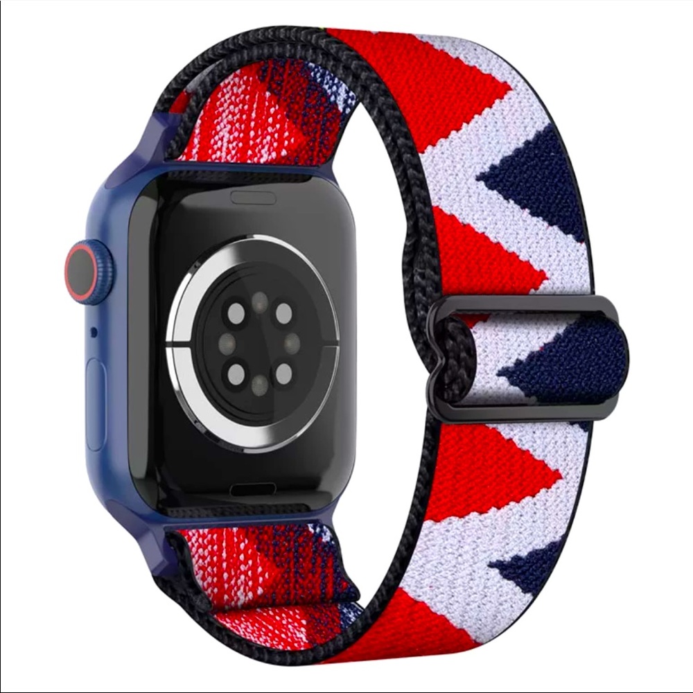 38/40 mm Apple Watch strap.  Stretchy.  Red white blue color.  Adjustable